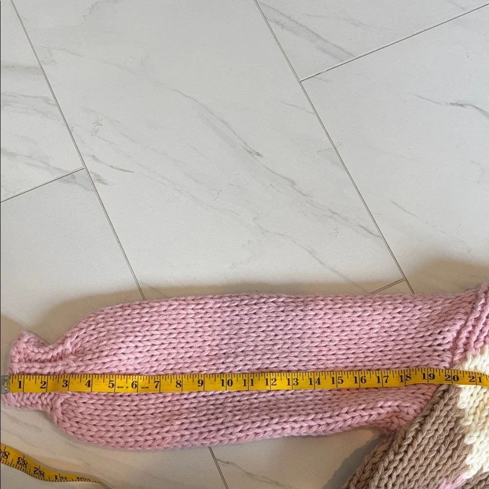 Altar'd State Pink Argyle Chunky Knit Cowl Sweater - Picture 3 of 3